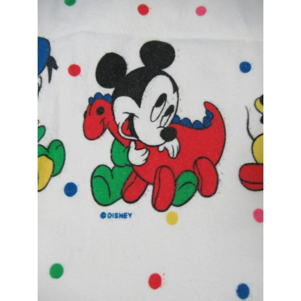Vintage 80s 90s Disney Babies Flannel Baby Blanket Mickey Minnie Donald Duck